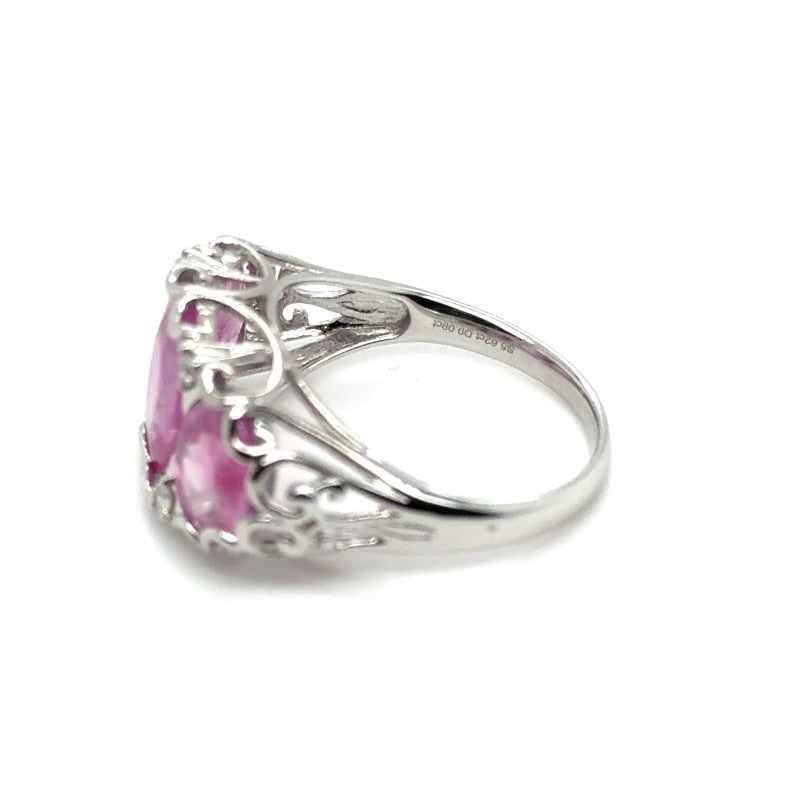 14ct WHITE GOLD PINK SAPPHIRE & DIAMOND RING VALUED: $11999