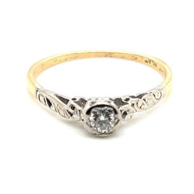 18ct YELLOW GOLD & PLATINUM DIAMOND RING VAL $1499