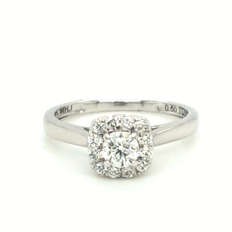 14ct WHITE GOLD DIAMOND HALO SET RING TDW 0.50cts VAL $2799