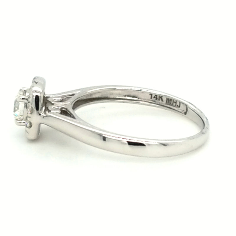 14ct WHITE GOLD DIAMOND HALO SET RING TDW 0.50cts VAL $2799