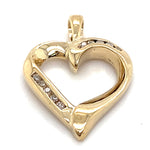 9CT YELLOW GOLD CHANNEL SET DIAMONDS IN HEART SHAPE PENDANT TW 1.2g